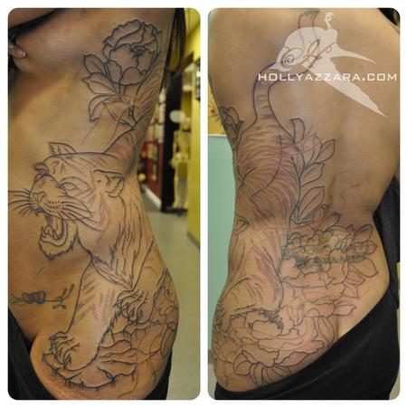 Holly Azzara - Tiger and Peonies cover up In progress
